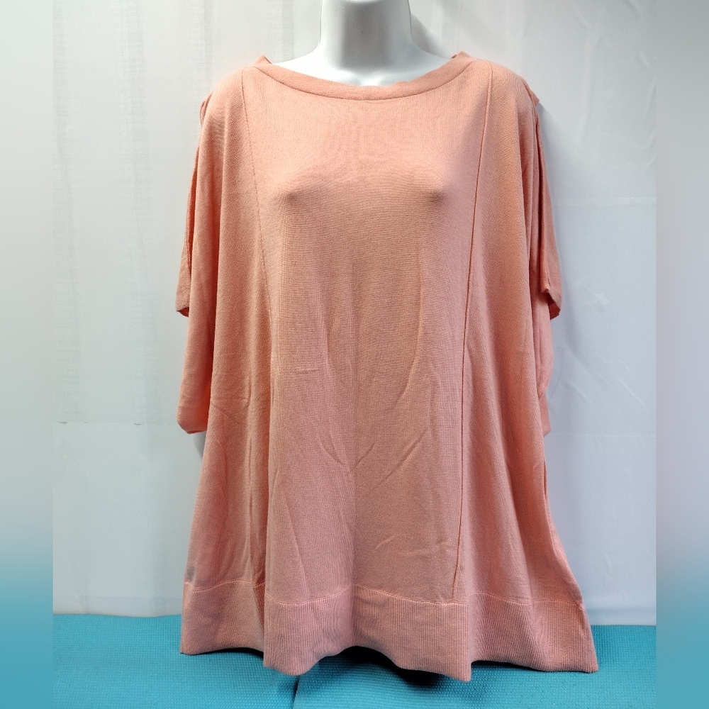 NWOT H By HALSTON Women's Crossover Back Top Tunic Coral 3X